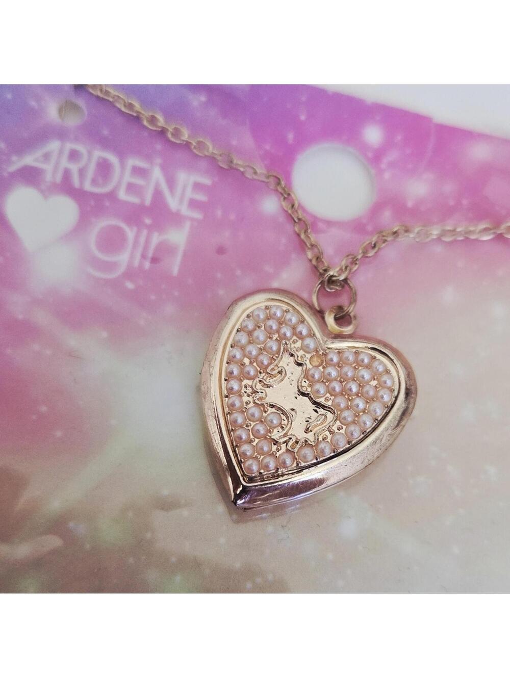 Ardene Girl Unicorn Heart Locket Necklace NWT
